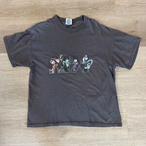 Vtg 2000 M&O Knits KISS Band Tee Mens Large Farewell Tour Graphic T-Shirt‎